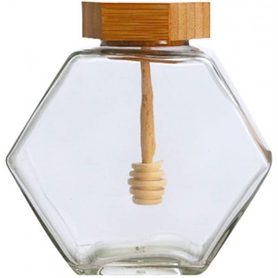 220ml 380ml Glass Honey Jar With Wooden Dipper And Cork Lid Cover For Home Kitchen